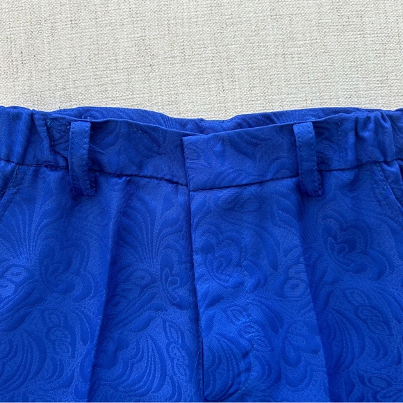 Boys Royal Blue Jacquard Double Breasted Tuxedo Suit (8/9 year) - Picture 7 of 16